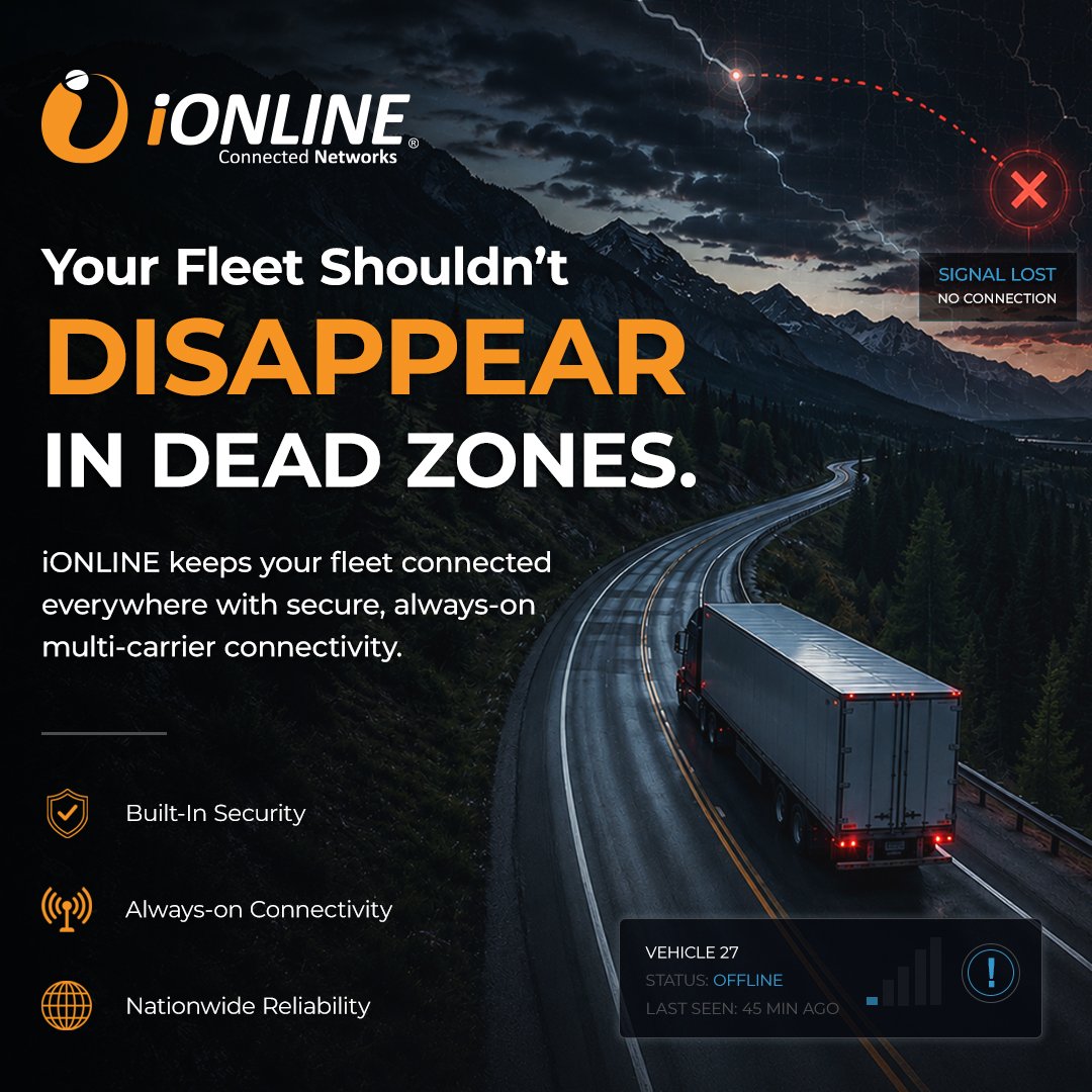 Your Fleet Shouldn't Disappear in Dead Zones. iONLINE keeps your fleet conntected.